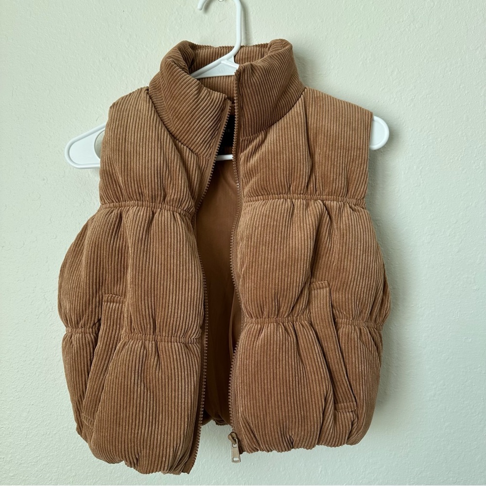 Women’s Love Tree Burnt Orange Corduroy Puffer Vest (Small)